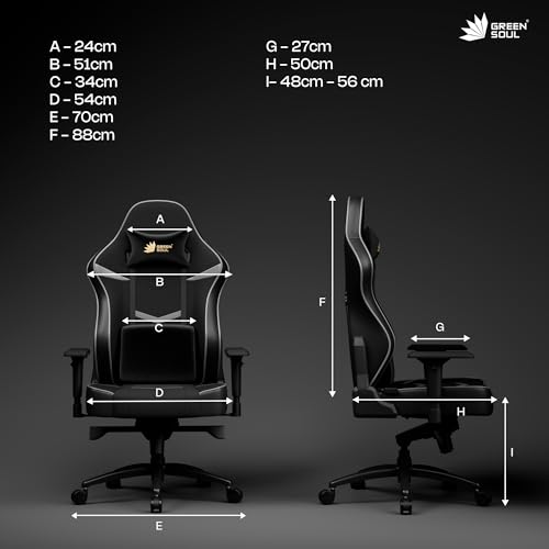 Image of Green Soul Monster Ultimate Series T | Multi-Functional Ergonomic Gaming & Office Chair | Premium Spandex & PU Leather Fabric | Adjustable Neck, Lumbar Pillow | 4D Adjustable Armrests (Black Grey)