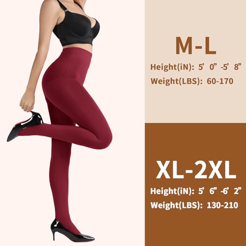 Image of DancMolly Opaque Fleece Lined Tights for Women, High Waist Warm Winter Thermal Control Top Pantyhose