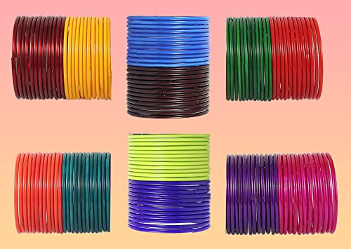 Image of NMII Glass with Plain and Glossy Finished Bangle Set For Women and Girls