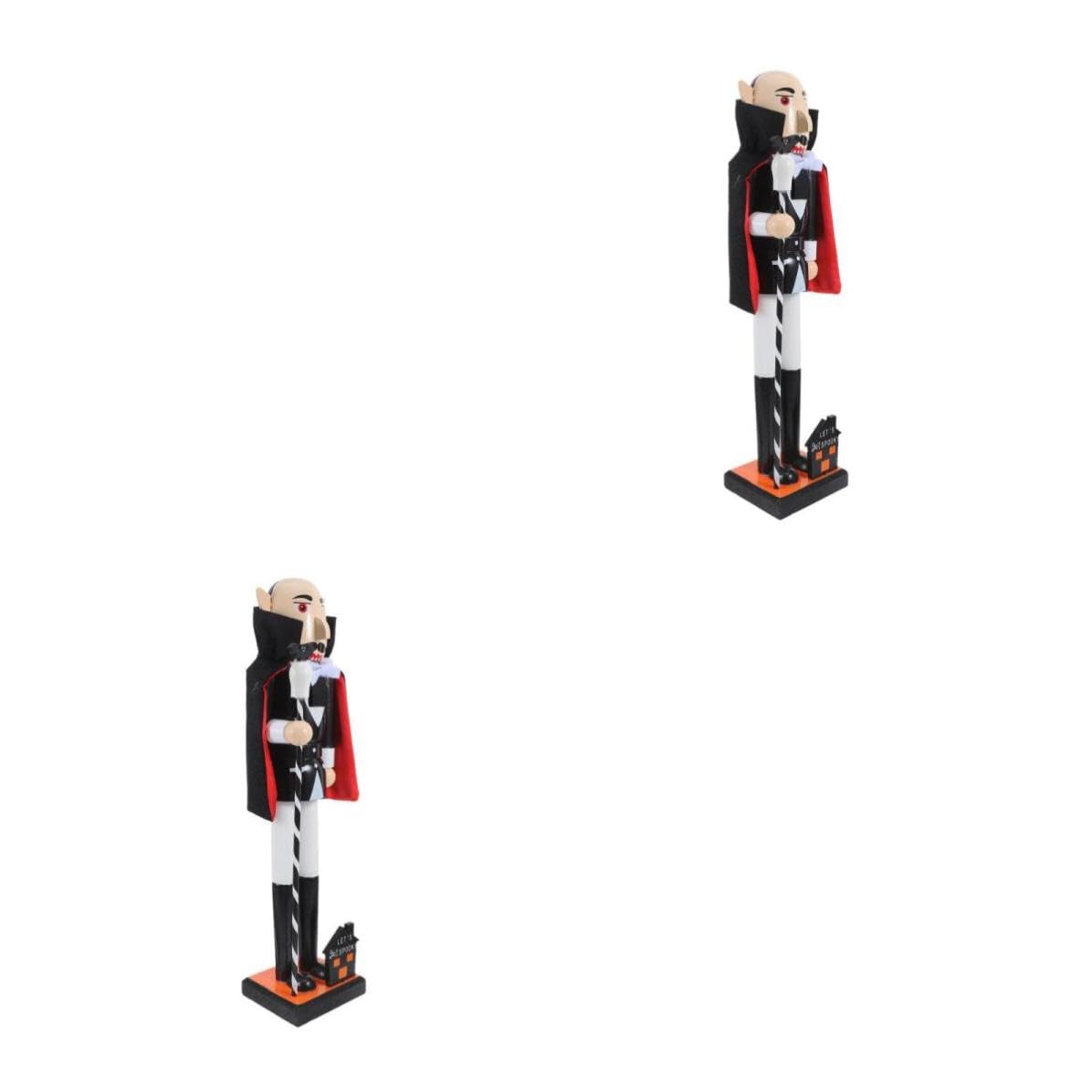 minkissy 2 Stück Nussknackerfigur Halloween Geschenkideen Holz Schwarz