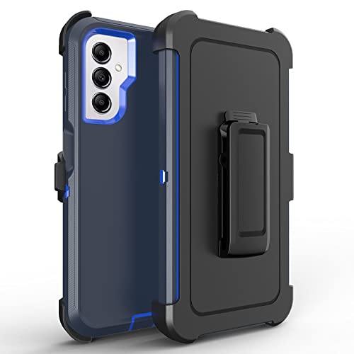 Defender Case For Samsung Galaxy A14 5G,Bisbkrar Phone Case [Military Grade] 3 In 1 Shockproof Rugged Protective, Heavy Duty Bumper Cover(Black(With Belt Clip)) (Blue) #TOP16