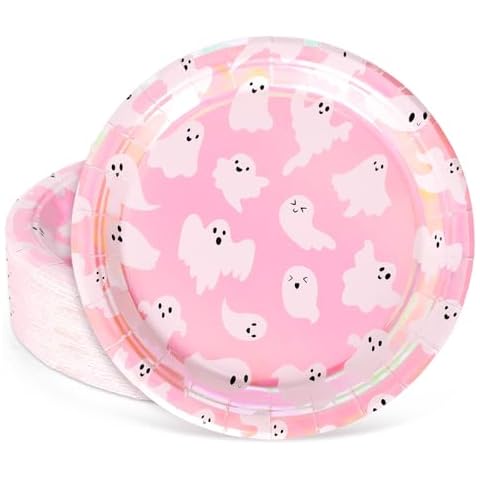 JarThenaAMCS 40Pcs Pink Holographic Ghost Plates Cover