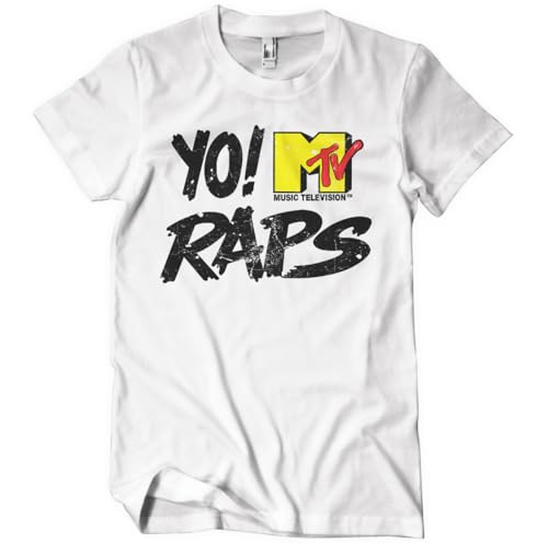 T-shirt Yo! MTV Raps blanc en coton pour homme taille XXL avec logo délavé