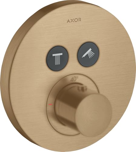 hansgrohe AXOR Starck ShowerSelect Thermostat rond à encastrer pour 2 consommateurs, 36723140, Couleur: Brushed Bronze