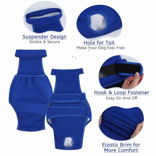 Image of Dog Diapers Female Reusable Washable Period Diaper with Suspender,Adjustable Dog Panties Anti-Harassment, Doggie Diapers for Incontinence, Heat Cycles, or Senior Dogs(XS-XL