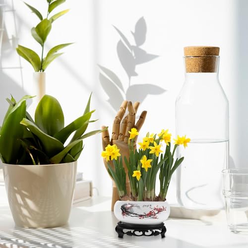 Pot de fleurs en céramique blanche avec support moderne amovible - 8