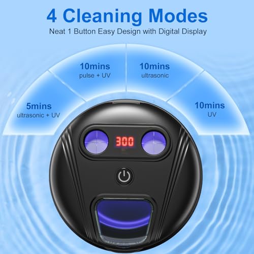 Image of Ultrasonic Retainer Cleaner, 45kHz Retainer Cleaner Machine for Denture Cleaning Pod for Mouth Guards|Aligners|Braces|Toothbrush Heads|Jewelry, 200ML Dental Cleaning Pod with 4 Modes & Digital Timer
