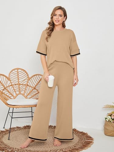 Image of TIGMA Women Casual Summer co ords Set Track Suit Oversized Top Baggy Pant,Top and Pajama Set