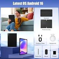Laptok Tablet, Android Tablet 11 Zoll mit 36GB RAM + 128GB ROM (1TB TF), Octa-Core, Widevine L1, WiFi 6 & BT 5.3, 6800mAh Akku, Dual Kamera – Tablet mit Tastatur, Maus, Stift & Hülle – Ansicht 6