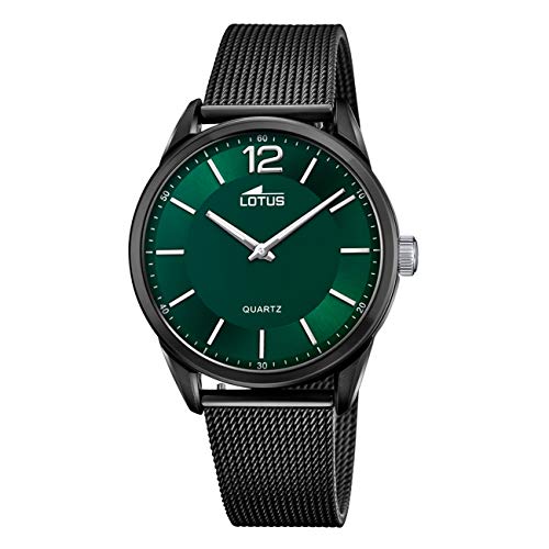 Lotus Montre modèle 18736/1 de la Collection Minimalist, boîtier de 40 mm Vert avec Bracelet en Acier Noir pour Homme