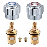 6 Pcs Replacement Bathroom Kitchen Sink Tap Standard Hot & Cold Tap 1/2'' Top Head Covers Chrome Plated Red and Blue Tap Top for Leaking Aging Taps