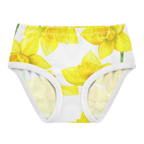 Yellow Daffodil Flowers White Toddler Girls Underwear 2t Cotton Little Girl Panties Flower Briefs Kids Undies