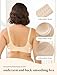 COMFELIE Wireless Bra No Underwire Full Coverage Lace Edge U‑Shape Back Beige 1XL