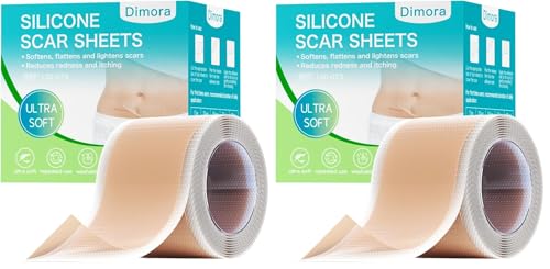 Image of Dimora Medical Grade Silicone Scar Sheets -Ultra Soft Silicone Scar Tape (1.6 inchx60 inch Roll), Hypoallergenic Scar Removal Treatment for Surgical Scars, C Section, Tummy Tuck, Keloid Treatment (Pack of 2)