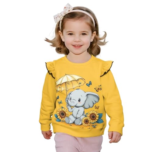 Toddler Girls Ruffles Shirts 1t-8t Long Sleeve Fall Blouses Crew Neck Tops Winter Sweatshirt for Holiday Party
