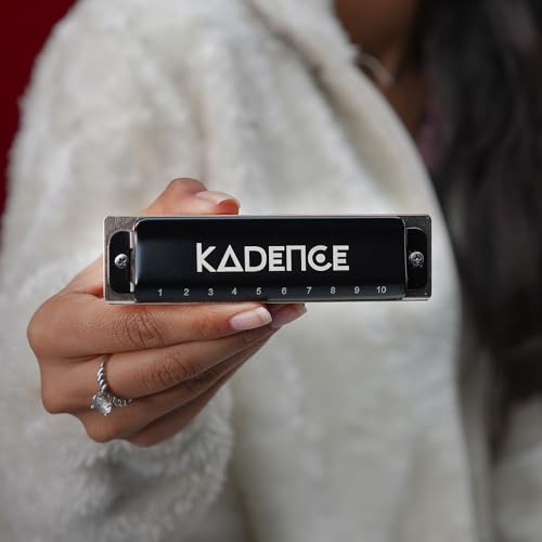 Image of Kadence PB10 Jamming Series 10-Hole Diatonic Harmonica (Mouth Organ) | C Major | ABS Comb with Brass Reed Plates & Stainless Steel Coverplates | Includes Hard Case & Learning Course | Black