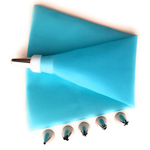 Poche à douille en silicone avec 6 embouts pour décoration de gâteaux.