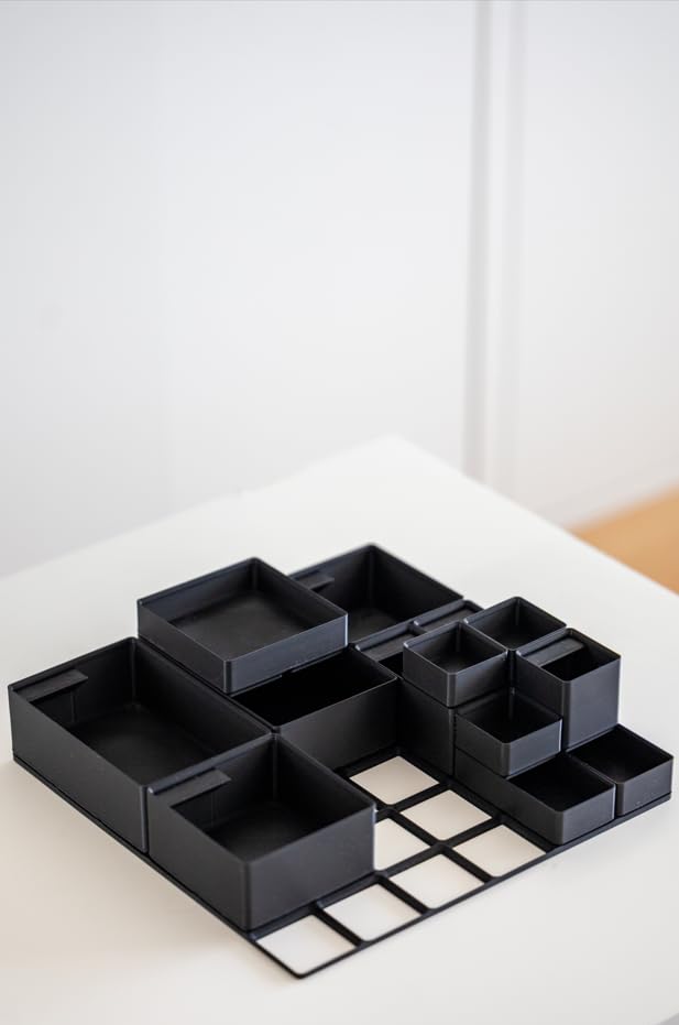 Gridfinity - Juego de organizadores con placa base y cajas clasificadoras (blanco, 6 x 6) | Cajas clasificadoras para tornillos, tuercas y piezas pequeñas
