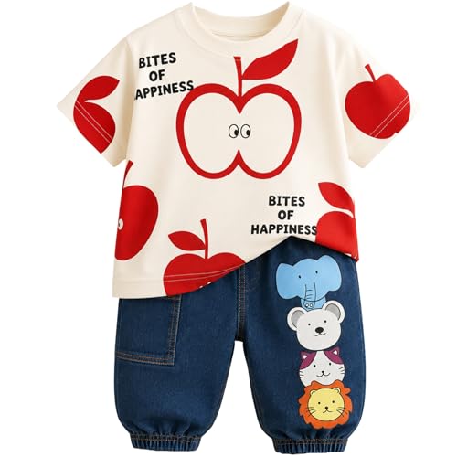 Image of Googo Gaaga Printed T-shirt with Printed Jogger Pant for Boys - Cotton Clothing Set for Baby Boy | Soft Fabric Half Sleeves Tshirt | Regular Fit Kids Outfit | Full Pant