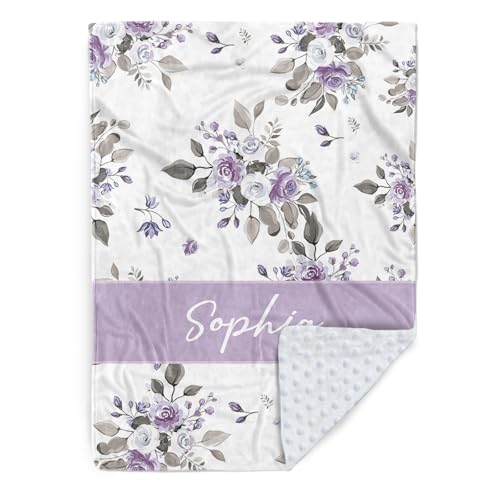 Image of Personalized Baby Blanket for Girls, Custom Nursery Blanket with Name, 30 x 40 Inch Soft Minky Blanket for Baby Toddlers, Newborn Print 06