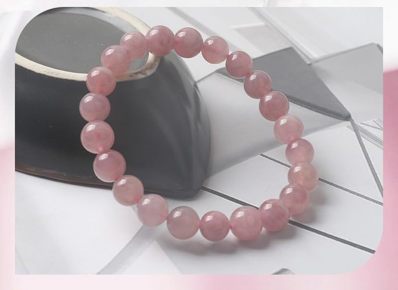 XJBTBA Kristallarmband, Kleiner Schmuck, Perlenarmband, Damen-Armband aus schlichtem Kristall, natürlichem, hochwertigem lila Rosenquarz, 6 mm