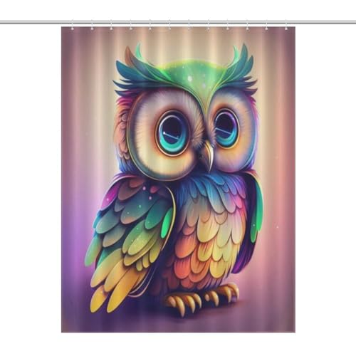 Rideau de douche hibou tissu polyester imperméable rideau de bain lavable baignoire - 7