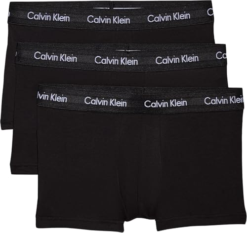 Calvin Klein 3p Low Rise Trunk' Caleçon, Noir (Black W. Black WB Xwb), XL (Lot de 3) Homme