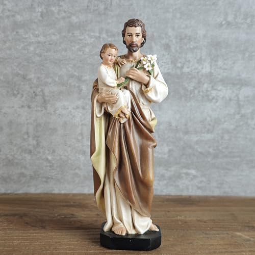 BC BUILDCLASSIC Posąg św. Józefa i Jezusa, figurka katolicka, wys. 15 cm, żywica