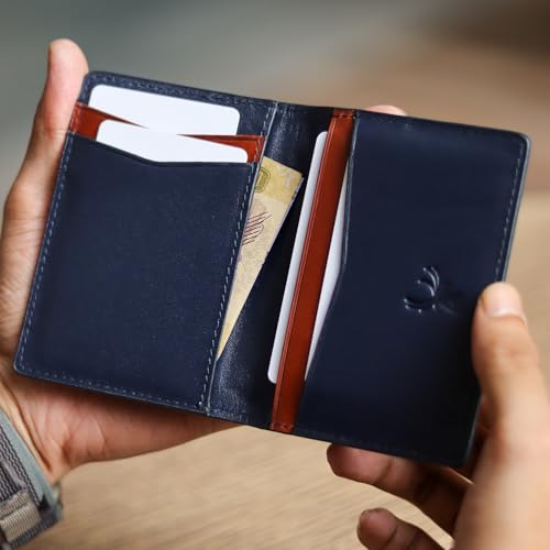 AR-RAFI Slim Minimalist Front Pocket Leather Bifold Card Holder Wallet for Men & Women, Premium Top-Grain Leather, Ultra Slim & Lightweight, Durable Design, Holds Multiple Cards3