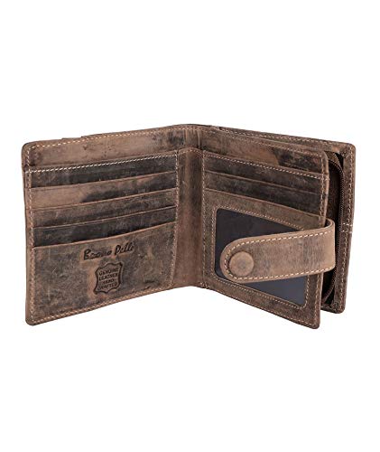 Cartera de cuero para hombre con carteras de cuero RFID-RFID para hombres Diseñador BUONO PELLE Cartera de cuero genuino con bolsillo grande con cremallera