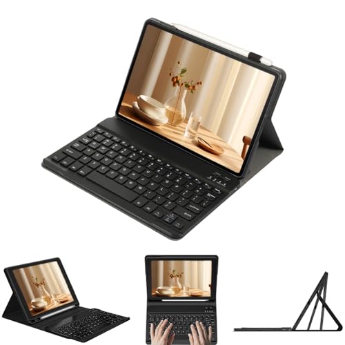 leleyo Funda con Teclado para Tablet Samsung Galaxy Tab S4 de 10.5 Pulgadas, Cubierta Inteligente magnética con Teclado Bluetooth inalámbrico extraíble para Samsung Galaxy Tab S4, Color Negro