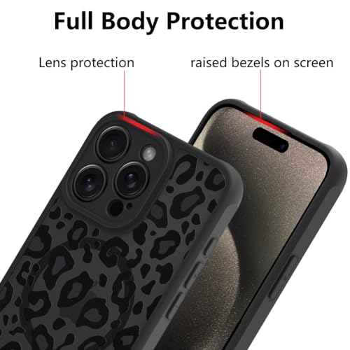Image of KANGHAR Case for iPhone 15 Pro Max Phone Case Leopard Printed Pattern | Cute Cheetah [Compatible with Magsafe] Protective Magnetic Case for Girls Women Men 6.7 inch