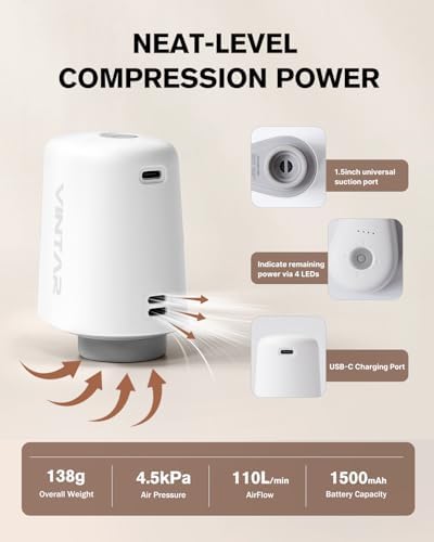 VINTAR Cordless Electric Travel Vacuum Pump for Storage Bags — view 5