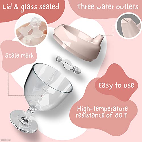 Vikrom Plastic Goblet Sippy Cup Wine Glass - 5Oz Wine Glass Sippy Cup - No Spill Sippy Wine Glass With Lid Anti-Fall Beverage Mug With Lid For Holiday Birthday Party (Beige) #TOP2