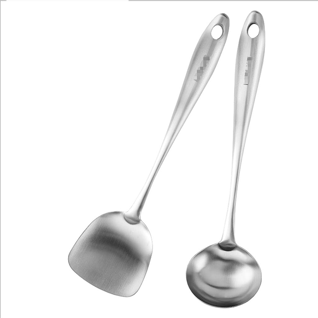 Küchenutensilien-Set aus Stahl Einfaches Kochutensilien-Set Kochgeschirr Silber Küchengeschirr Einweihungsgeschenk Restaurant-Werkzeuge Küchenhelfer Werkzeuge Kochgeschirr-Set (größe : Spoon) ( 2pcs