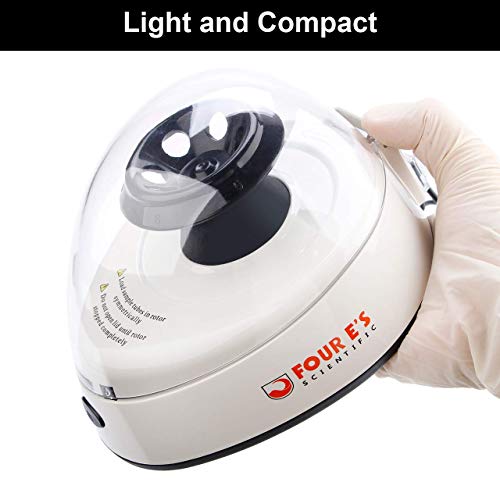 Mini Centrifuge Machine, Four E's Scientific Lab Benchtop Centrifuge 5400Rpm, 2000 X G Rcf With 2 Interchangeable Rotors For 0.2/0.5/1.5/2Ml Tube Capacity #TOP6