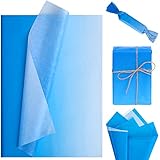 Bolsome 100 Sheets Blue-White Gradient Tissue Paper, Sky Ocean Blue Tissue Paper, Baby Blue Wrapping Tissue Sheets for Baby Showers Wedding Birthday Gift Wrapping DIY Crafts Arts, 20 x 14