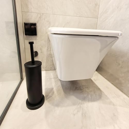 Image of Matte Black Toilet Bowl Brush with Holder, Durable Bathroom Cleaning Tool, Modern Design for Easy Toilet Maintenance, Bathroom Cleaner Brush for Efficient Cleaning and Hygiene