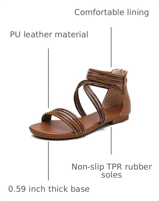 Image of Sandals Women Dressy Summer Flat Strappy Cute Casual Beach shoes