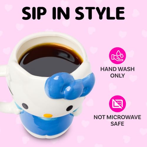 Image of Silver Buffalo Sanrio Hello Kitty Full Body Blue, 3D Sculpted Mug, 20oz | Dress Ceramic, 0.59 Liters