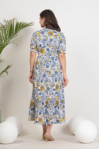 Image of Kuruti B Sheets Women's Cotton Floral Printed Regular Fit Anarkali Kurta for Women