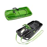 KHW | Lenkschlitten Snow Fox | Familiy Pack | Grün + Anthrazit | 95 cm | TÜV-geprüft | inkl. Zugseil | ausgefeiltes Lenksystem | kälte- und lichtbeständiger Kunststoff | Made in Germany