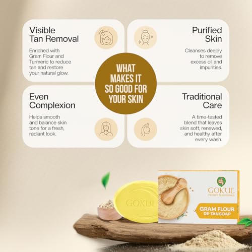 Image of GOKUL Gram Flour | Skin Brightening, Dark Spots, Pigmentation & Tan Removal Bathing Soap For Men & Women | 75gm (Pack of 1)
