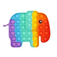 Ranzah Elephant Pop It Fidget Toy – Rainbow Sensory Bubble Push Toy for Kids & Adults | Stress & Anxiety Relief, Travel Friendly, Washable Silicone, Great Gift for Children & Families (Elephant)