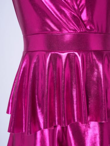 Overol playera rosa oscuro XXL con atrevido escote en V profundo 5