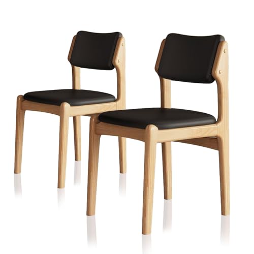 Chaise en chêne rustique lot de 2 ou 4 assise large et structure noire