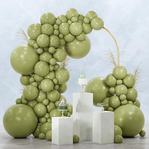 Image of PartyWoo Sage Green Balloons 145pcs Different Sizes of 18 12 10 5 Inch Olive Boho Green Latex Balloon Arch Kit for Wedding Birthday Dinosaur Jungle Golf Football Theme Party Decorations Green-F11