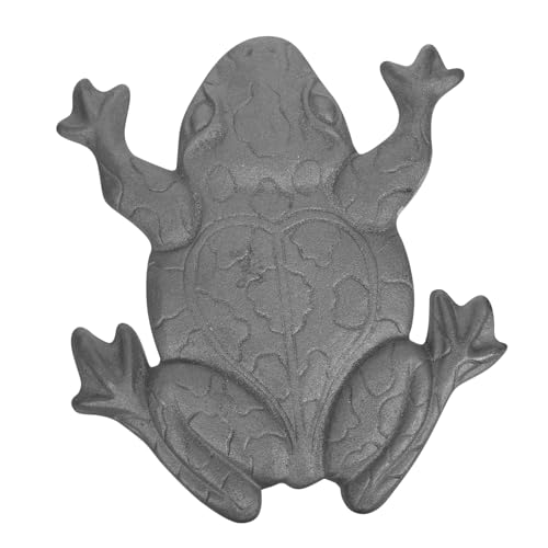 CIMAXIC Cast Iron Frog Stepping Stone Non Slip Textured Surface for Footing Decorative Frog Statue for Garden Walkway Pathway Landscaping Outdoor Stone for All Seasons