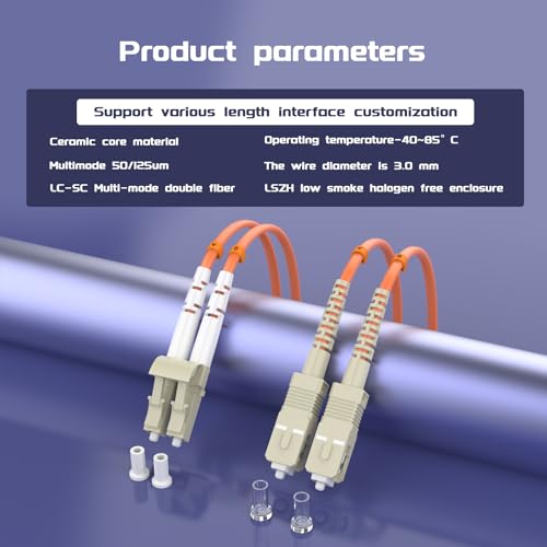 Image of 0.6Meter 2ft LC /UPC-SC /UPC Multi-Mode Fiber Optic Cable LC to SC OM1 Jumper Optical Patch Cord Duplex 62.5 /125um Orange LC-SC