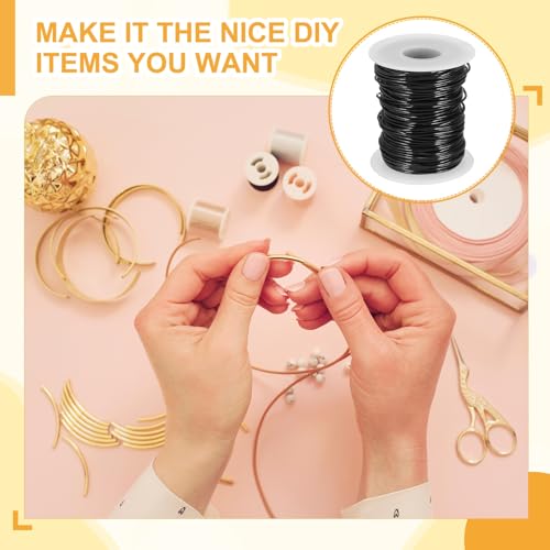 Alambre de aluminio negro de 1,5 mm para bisutería, hilo flexible de 100 pies para manualidades 8